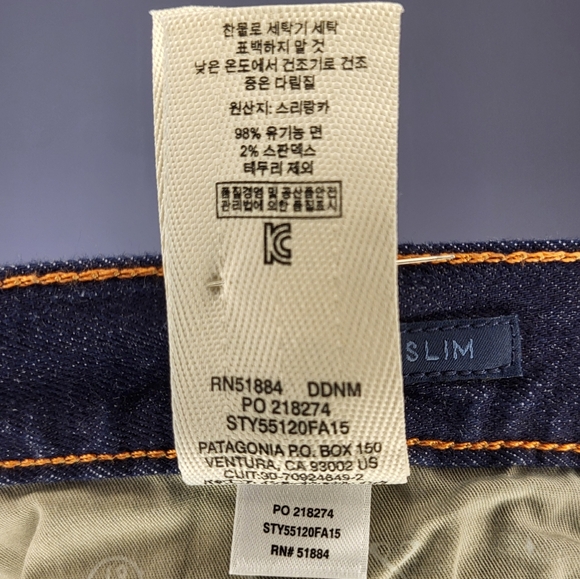 NWT Patagonia Slim Fit Denim Jeans size 32 in Dark Denim Blue - Picture 10 of 10